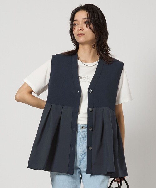 セール】ドッキング ペプラム ニット ジレ -ウォッシャブル-（ベスト