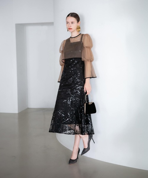 Leja（レジャ）の「【LEJA】フレアスリーブボレロ花柄刺繍マーメイド