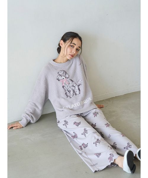 セール】プードル柄ロングパンツ（ルームウェア/パジャマ）｜gelato