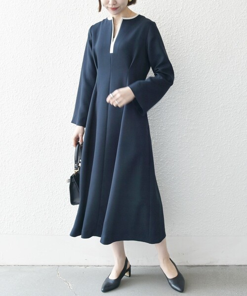 WEB限定】SHIPS any: ダブルクロス ウエスト タック Aライン