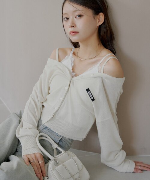 セール】バイカラーラメシアーカーディガン（カーディガン/ボレロ