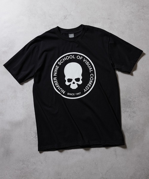 SCHOOL OF VISUAL COMEDY_T-SHIRT / スカルモチーフ サークルロゴ T