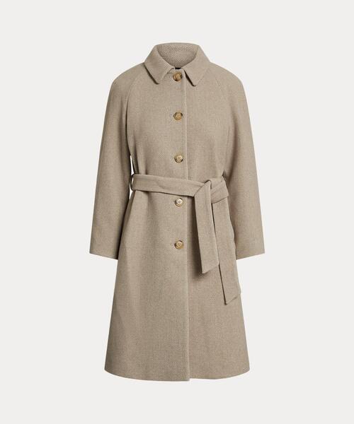 セール】ベルテッド ウールブレンド ヘリンボーン コート（その他