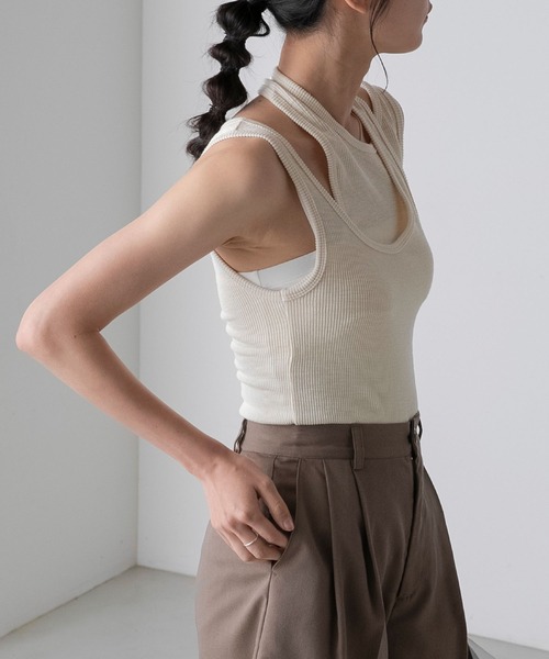 forksy.】カットリブ変形デザインタンクトップ forksy.│MONO-MART