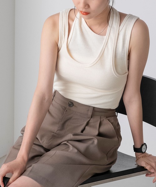 forksy.】カットリブ変形デザインタンクトップ forksy.│MONO-MART