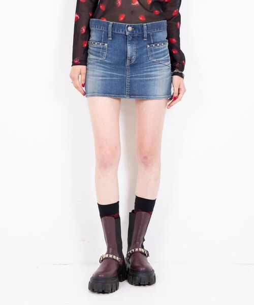 バックレースアップ マイクロミニデニムスカート（スカート