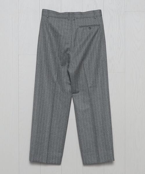 H BEAUTY&YOUTH】グレー ストライプ 2プリーツワイドスラックス H