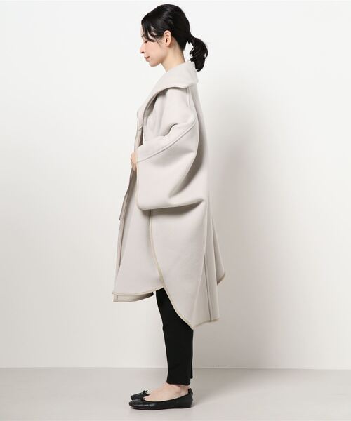 ウィムガゼット ウールリバー パイピングポンチョ コート ベージュ