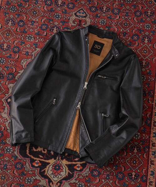 CINQUANTA / スタンドカラー シングルライダースジャケット（ブルゾン