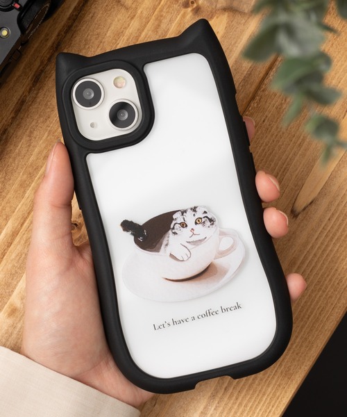 セール】ネコ耳xネコ柄 シリコンTPU iPhoneケース 【iPhone11/12/13