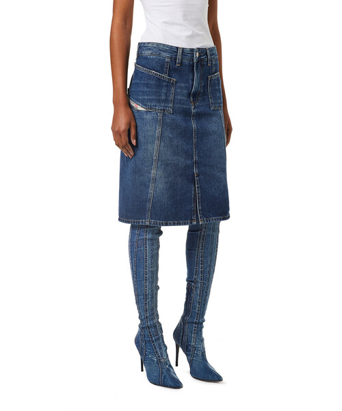 DIESEL（ディーゼル）の「レディース デニムスカート 膝丈 ブルー