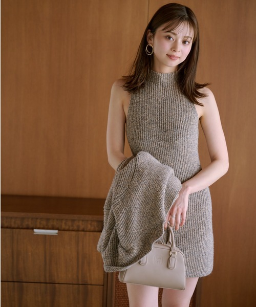 snidel テーラードニットジャケット メランジ調ミニニットワンピース