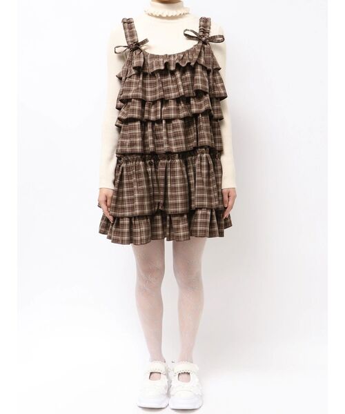 チェックホイップクリームミニワンピース（ワンピース）｜merry jenny