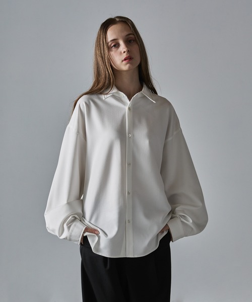 セール】【CLEL】Balloon Sleeve Loose Regular Collor Shirt