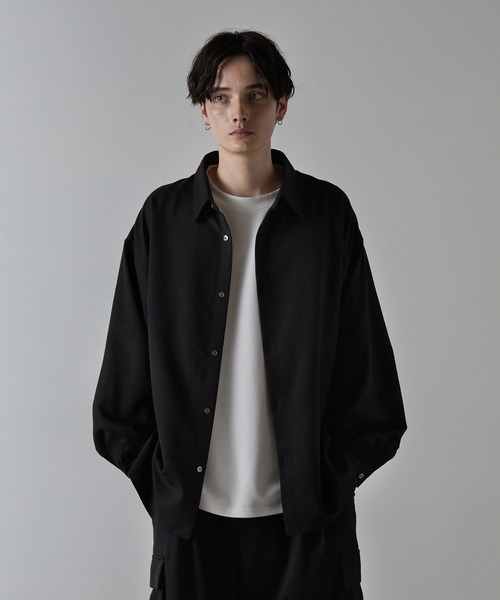 セール】【CLEL】Balloon Sleeve Loose Regular Collor Shirt