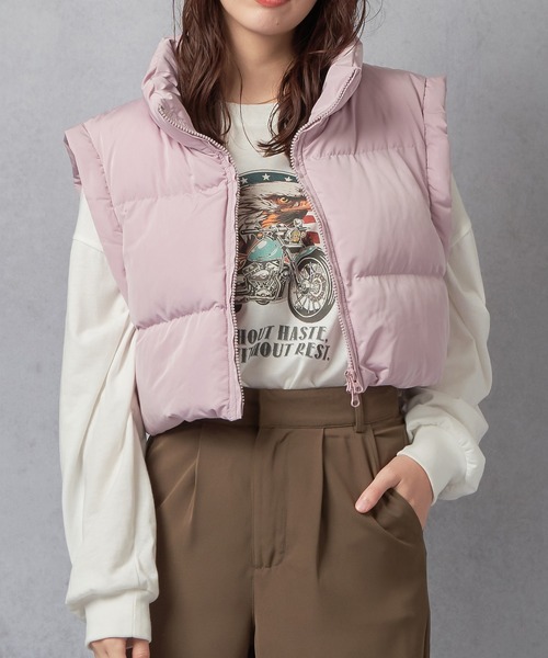 新品archivio ピンク ダウンベスト ベルト付き レディース