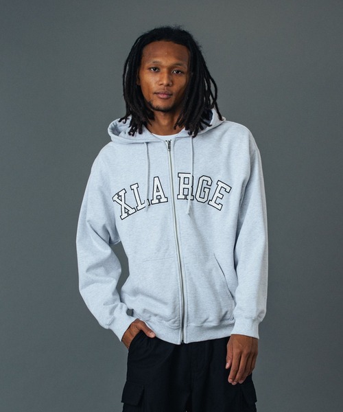 PERFORATED LEATHER LOGO ZIP UP HOODED SWEATSHIRT（パーカー