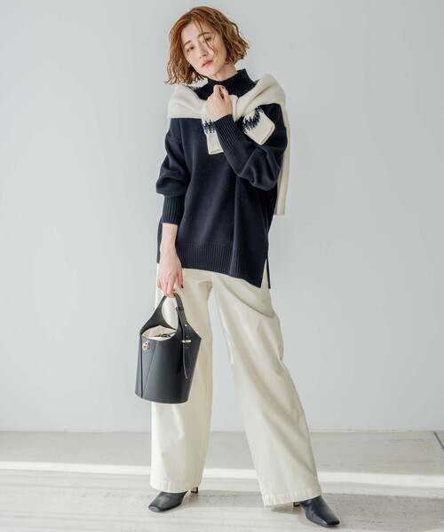 セール】【洗える】23区DENIM ベルベットストレッチ ワイドパンツ