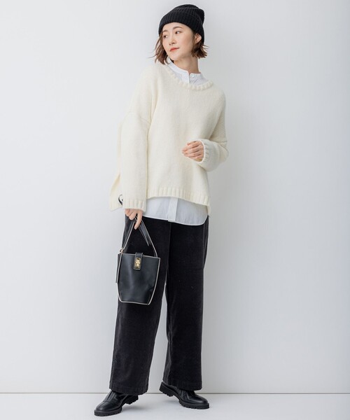 セール】【洗える】23区DENIM ベルベットストレッチ ワイドパンツ