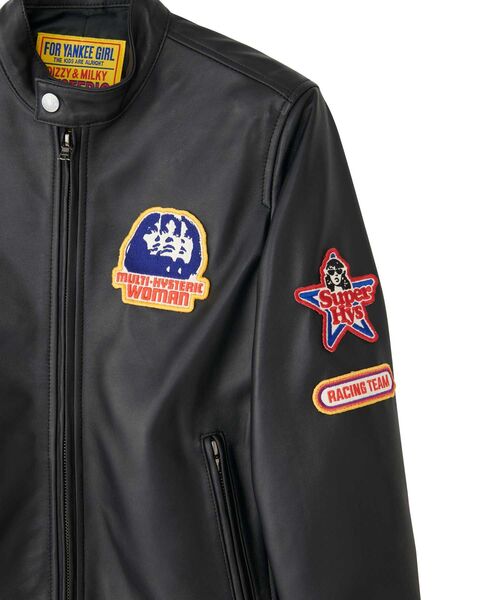 CAFE RACERワッペン ラムレザーシングルライダースジャケット