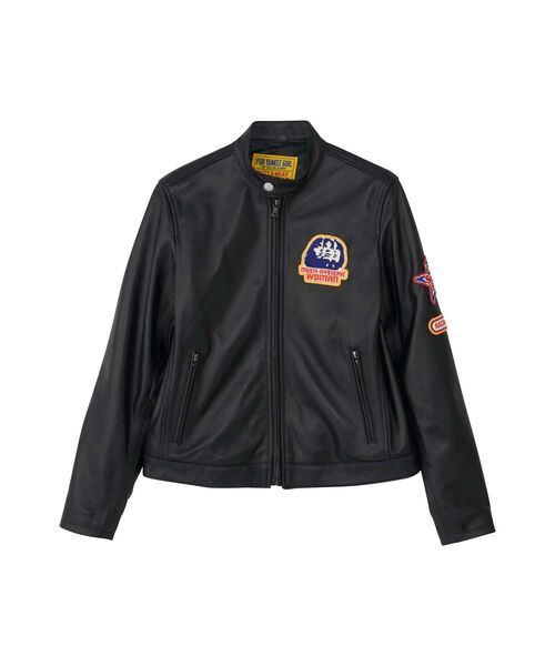 CAFE RACERワッペン ラムレザーシングルライダースジャケット