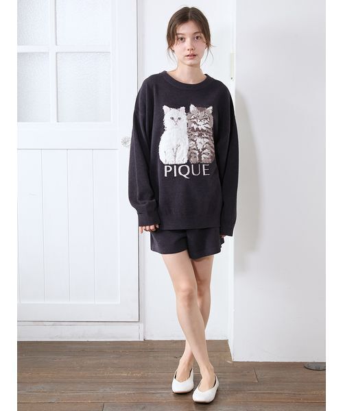 セール】ツインズキャットジャガードプルオーバー（ルームウェア