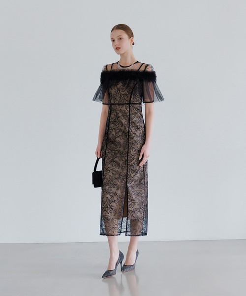 セール】【LEJA】3WAYフラワーチュールアシンメトリーIラインドレス