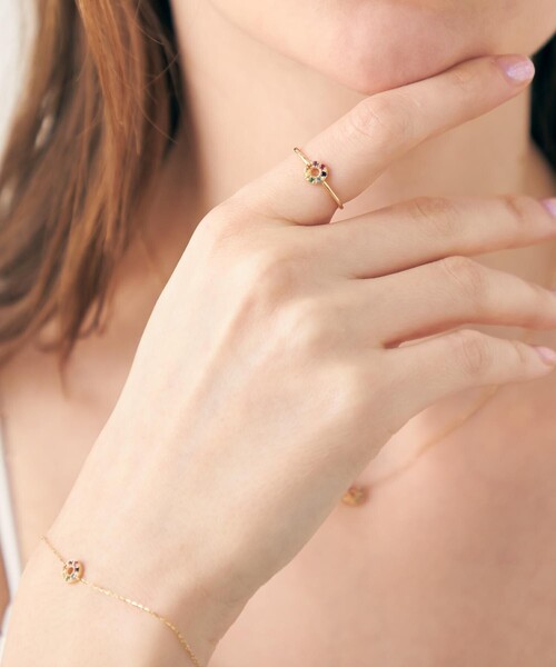 ete（エテ）の「○[レインボー] K10 ナチュラルストーン リング