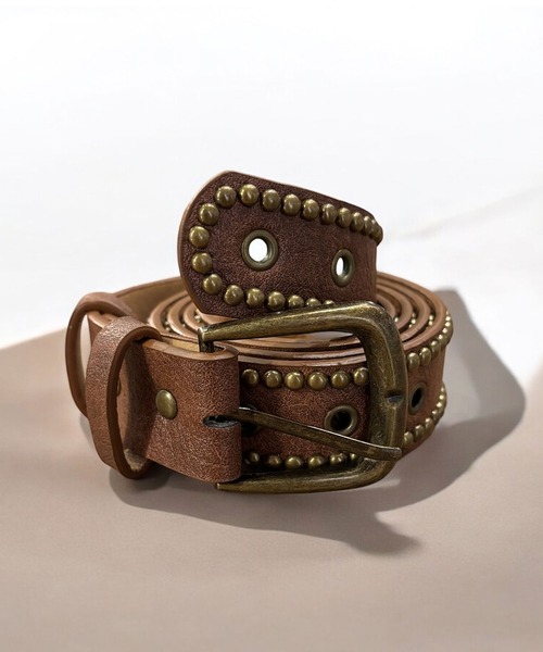 セール】ヴィンテージ ライク スタッズ レザー ベルト（ベルト）｜Port