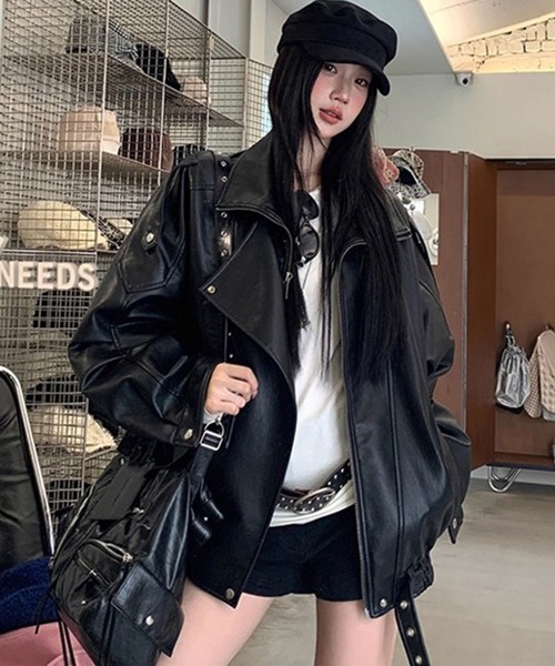 セール】フェイクレザー ライダースジャケット（ライダースジャケット