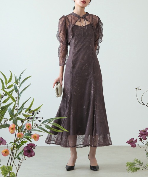 3way レースボレロセット フレア パーティー ドレス 2点 セット 結婚式