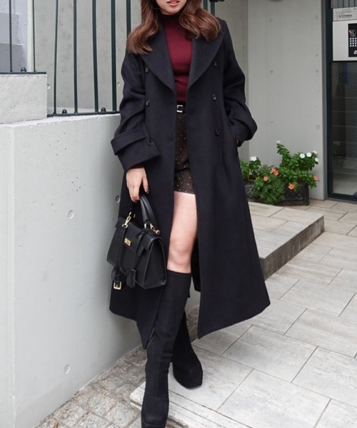 セール】ダブルカラーシェイプドチェスターコート 秋服 冬服