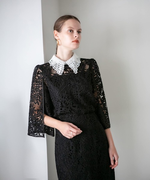 Leja（レジャ）の「【LEJA】リーフレースカラースリットスリーブI