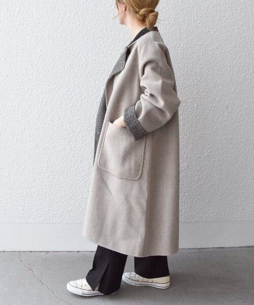 SHIPS any: リバーシブル フロントダブル ロング コート◇（ノーカラー