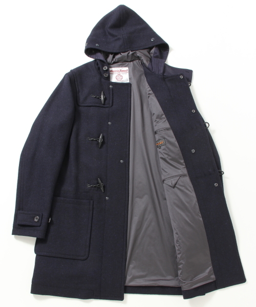 ハリスツイード×ビームスプラス ダッフルコート ロング L フード 牛革