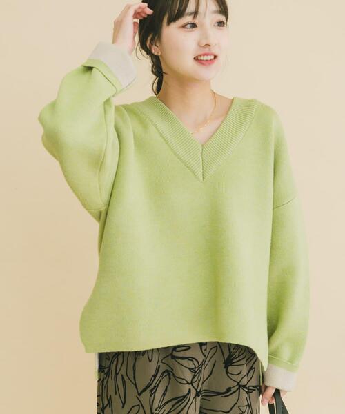 セール】ダブルフェイスVネックニット（ニット/セーター）｜ITEMS