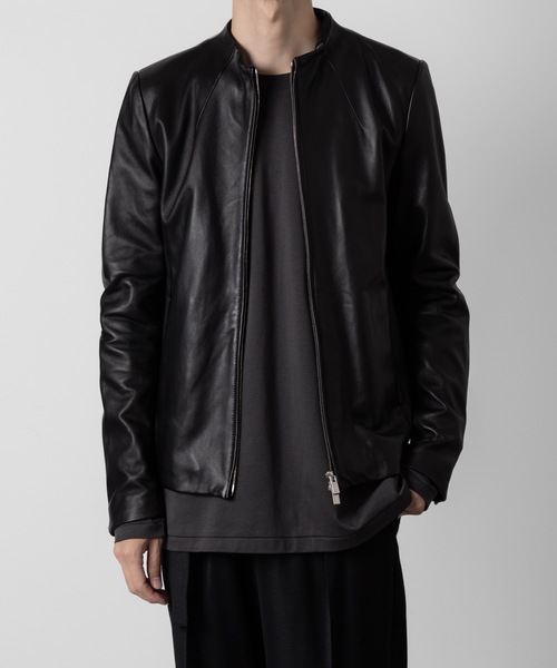 Max Mara ラムレザー ジップジャケット 黒 42 美シルエット シングル