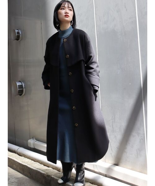 ノーカラーレイヤードコート（その他アウター）｜MURUA（ムルーア）の