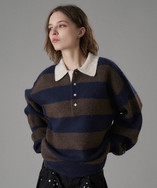 CLASSIC BORDER KNIT POLO / クラシックボーダーニットポロ（ニット