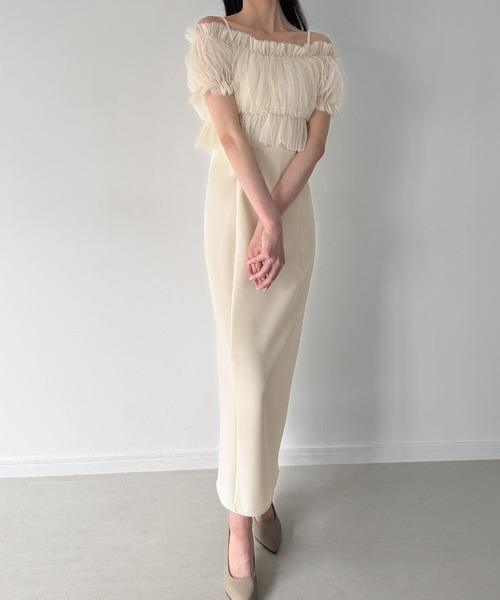 セール】【選べる】チュールビスチェ＋キャミワンピースset（Iライン