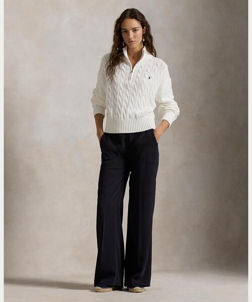 ケーブルニット コットン クォータージップ セーター（ニット/セーター