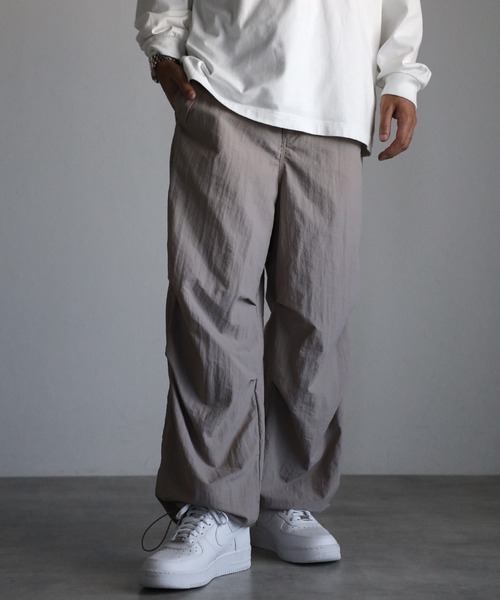 セール】ナイロン オーバーサイズ ルーズ ワイド パラシュートパンツ