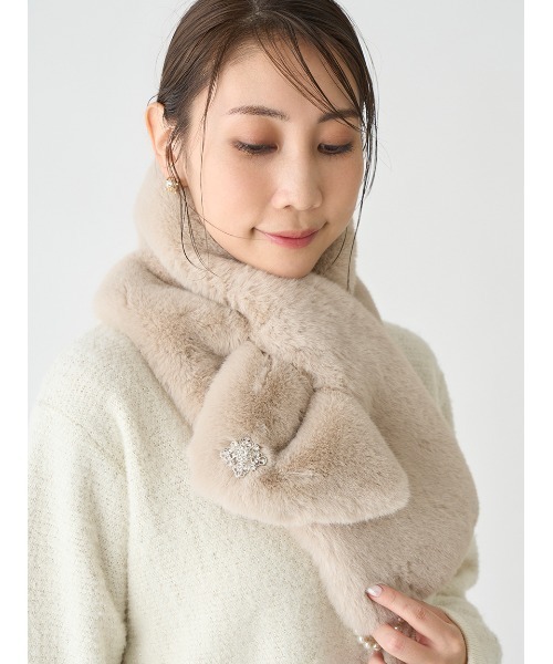 yohji yamamoto ヨージヤマモト ベージュ フェイクファーストール