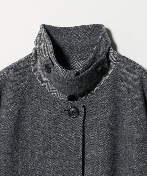 セール】リバー ステンカラー ロングコート/ヘリンボーン（ステン