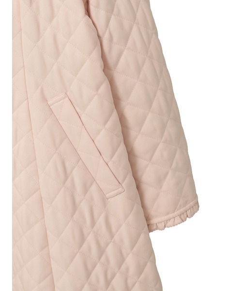 フリルフード付きキルティングロングコート（その他アウター）｜PINK