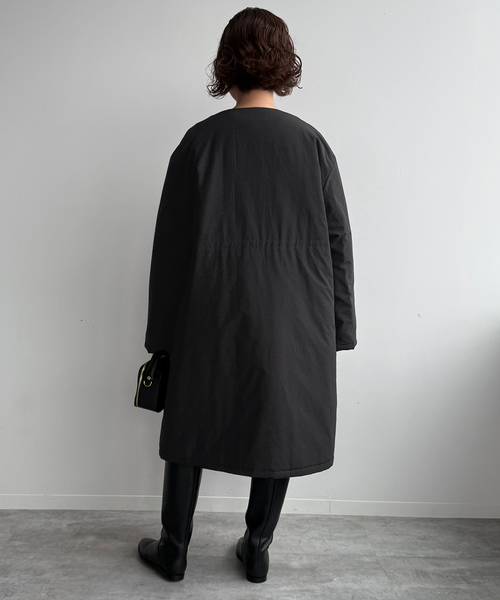 セール】《ストール付き/WEB限定》中綿ストール付きノーカラーコート