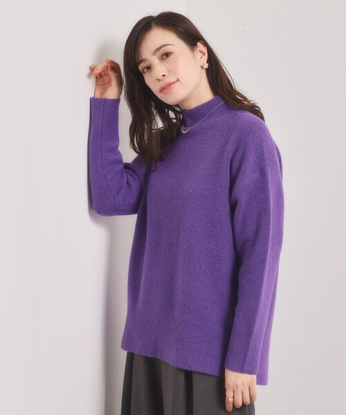 and per se アンパスィ ニットセーター ハイネック 異素材 紫 M and