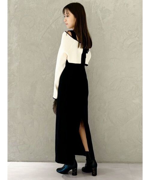 セール】3WAY配色ストラップバッククロスロングスリーブワンピース