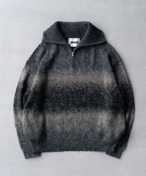 セール】Wool blend gradation zip knit / ウールブレンド