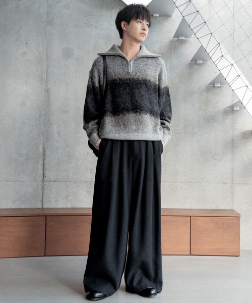 セール】Wool blend gradation zip knit / ウールブレンド